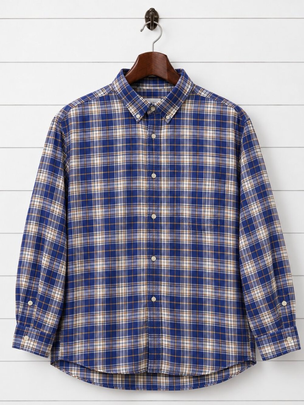 Banana Republic Blue Plaid Button Down Shirt Cotton Preppy Men XXL